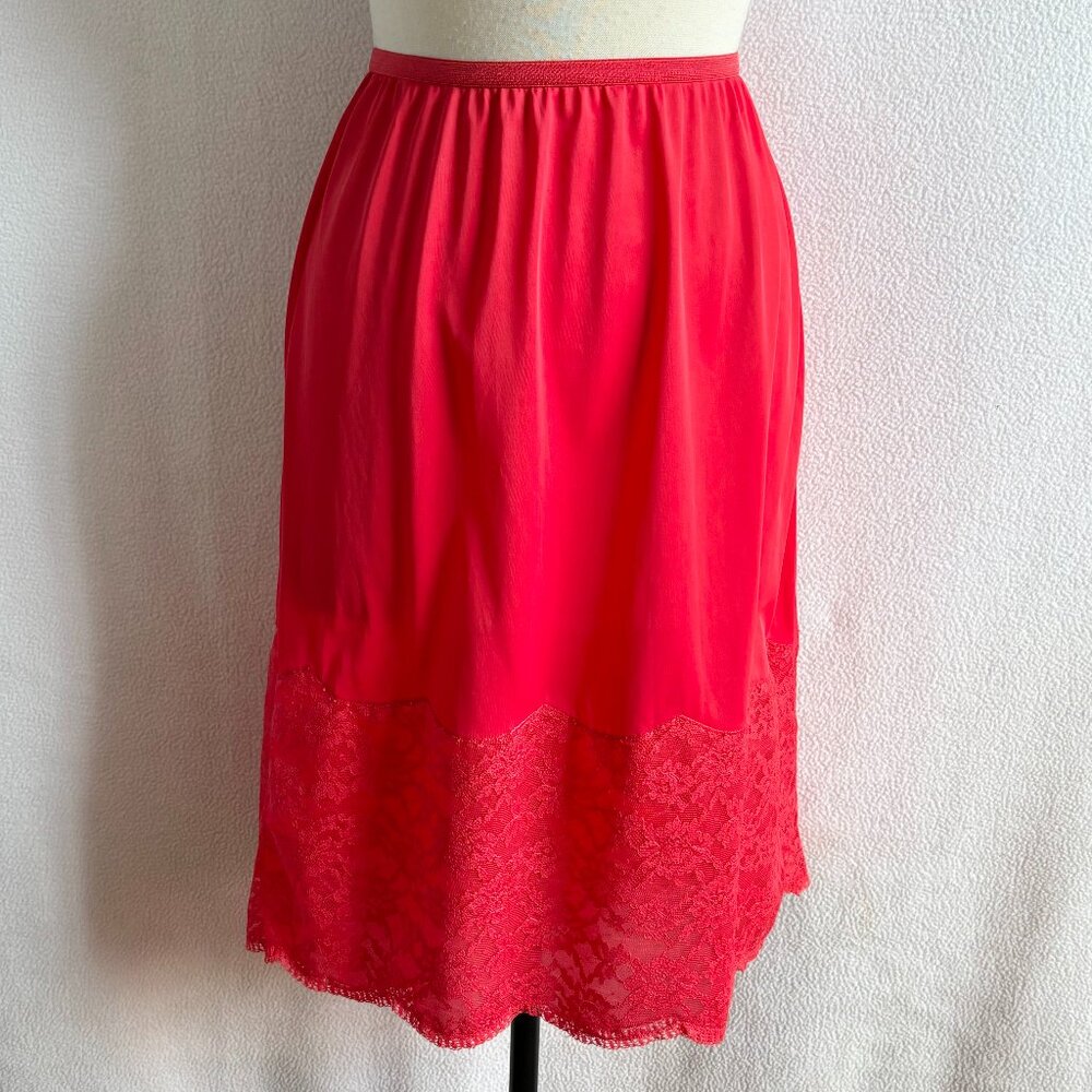 1970s Red Nylon Lacey Half Slip